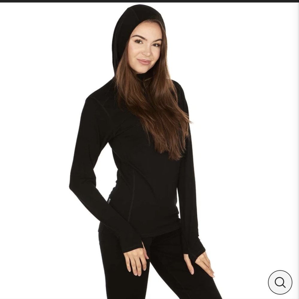 Icebreaker 100% Merino wool half zip hooded base layer